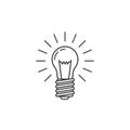 Simple vector line art icon of a shining light bulb Royalty Free Stock Photo