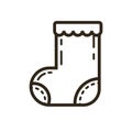 Simple vector line art outline icon of Christmas stocking Royalty Free Stock Photo
