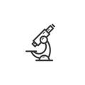 Simple vector line art outline microscope icon