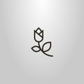 Simple vector line art outline sign of single line tulip flower