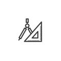 Simple vector line art outline tools icon for geometry