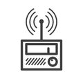 Simple vector line art retro analog radio icon