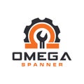 Simple vector logo spanner with Omega symbol