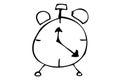 Simple Vector Manual Hand Draw Sketch, Alarm Clock Royalty Free Stock Photo