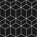 Simple vector minimal seamless pattern with hexagonal lattice, cubic linear grid. Black and white geometric texture with thin Royalty Free Stock Photo