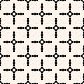 Simple vector monochrome geometric seamless pattern with circles, crosses, dots Royalty Free Stock Photo