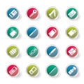 Simple Vector Object Icons over colored background Royalty Free Stock Photo