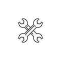 simple vector outline line art icon of crossed spanners