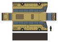 The paper model of a beige bus