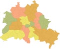 Pastel map of boroughs bezirke of Berlin, Germany Royalty Free Stock Photo