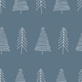 Simple vector pattern with conifers on dark blue