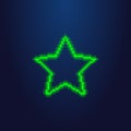 Simple vector pixel art illustration of green led light single line star