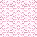 Simple vector pixel art seamless pattern of cartoon cute red heart shape made of hearts on white background