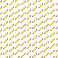 Vector pixel art seamless pattern of cartoon yellow pencil with pink eraser on white background Royalty Free Stock Photo