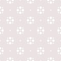 Simple vector polka dot seamless pattern in pastel colors, light pink and white Royalty Free Stock Photo