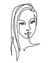 One continuous line drawing art portrait for beauty salon banner.