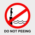 Simple vector prohibition sign, do not peeing at gray background