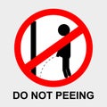 Simple vector prohibition sign, do not peeing at gray background