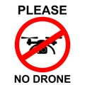 Simple vector prohibition sign, No Drone, isolated on white Royalty Free Stock Photo