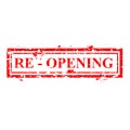 Simple Vector, Re Opening, Scratch Red Rubber Stamp, at white background Royalty Free Stock Photo