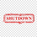 Simple Vector Rectangle Grunge Red Rubber Stamp, Shutdown at transparent effect background Royalty Free Stock Photo