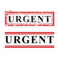 Simple Vector Red and Black Rubber Stamp, urgent, isolated on white