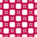 Simple vector red and white geometric seamless pattern with squares, dots Royalty Free Stock Photo