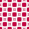 Simple vector red and white geometric seamless pattern with squares, dots Royalty Free Stock Photo