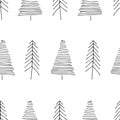 Simple vector pattern with black winter conifers Royalty Free Stock Photo