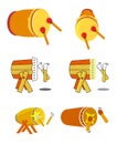 Simple Vector Set 6 Bedug or beduk, indonesia traditional drum and stick