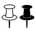 simple vector Set 2 Push Pin, isolated on white Royalty Free Stock Photo