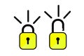 Simple vector set sign padlock lock and unlock