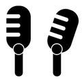 Simple vector Set 2 Silhouette of Classic Microphone hand draw sketch of classic microphone Royalty Free Stock Photo