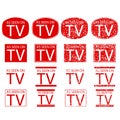 Simple Vector Set 16 symbol of As Seen on TV, red at White background