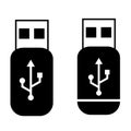 Simple Vector Set 2 USB Flash Disk, isolated on White Royalty Free Stock Photo