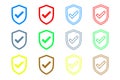 Simple vector shield security tick icon, eps 10 Royalty Free Stock Photo