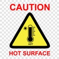 Simple Vector sign, Caution hot area at transparent effect background Royalty Free Stock Photo