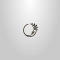 Simple vector sign of a round branch of a plant with leaves or a wreath
