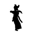 Simple Vector Silhouette of Young Girl Traditional Bali Indonesia