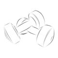 simple vector sketch dumbbell, dumbbel dumbell, isolated on white