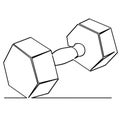 simple vector sketch hexagon dumbbell, dumbbel dumbell, single one line art, continuous