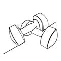 simple vector sketch hexagon dumbbell, dumbbel dumbell, single one line art, continuous