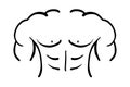 simple vector sketch six pack muscle, big bicep and tricep doodle hand draw sketch