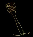 simple vector sketch spatula gold golden single one line art, continuous