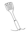 simple vector sketch spatula single one line art, continuous