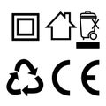 Simple Vector Symbol at Charger, Adaptor, Power Converter, Battery and other related, indoor use, double protection, do not litter