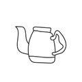 Simple teapot. Autumn illustration with black lines