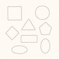 Collection of Basic Geometric Shapes: Square, Circle, Triangle, Pentagon, Rhombus, Rectangle, Oval Royalty Free Stock Photo