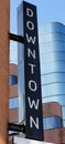 Simple vertical Downtown Sign on Building