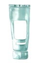 A simple vertical image of a single tube of aquamarine cream with a white label.